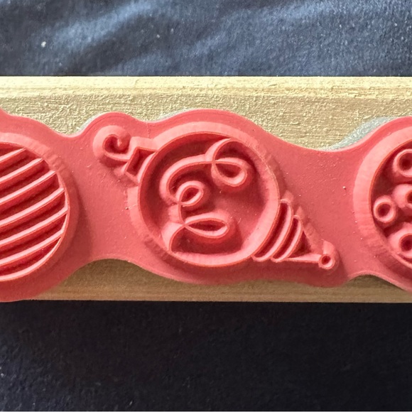 Hampton Art Rubber Stamp Christmas Ornaments Mounted 1” x 3” - Picture 4 of 4